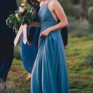 Lulus Maxi Bridesmaids Dress in Slate Blue